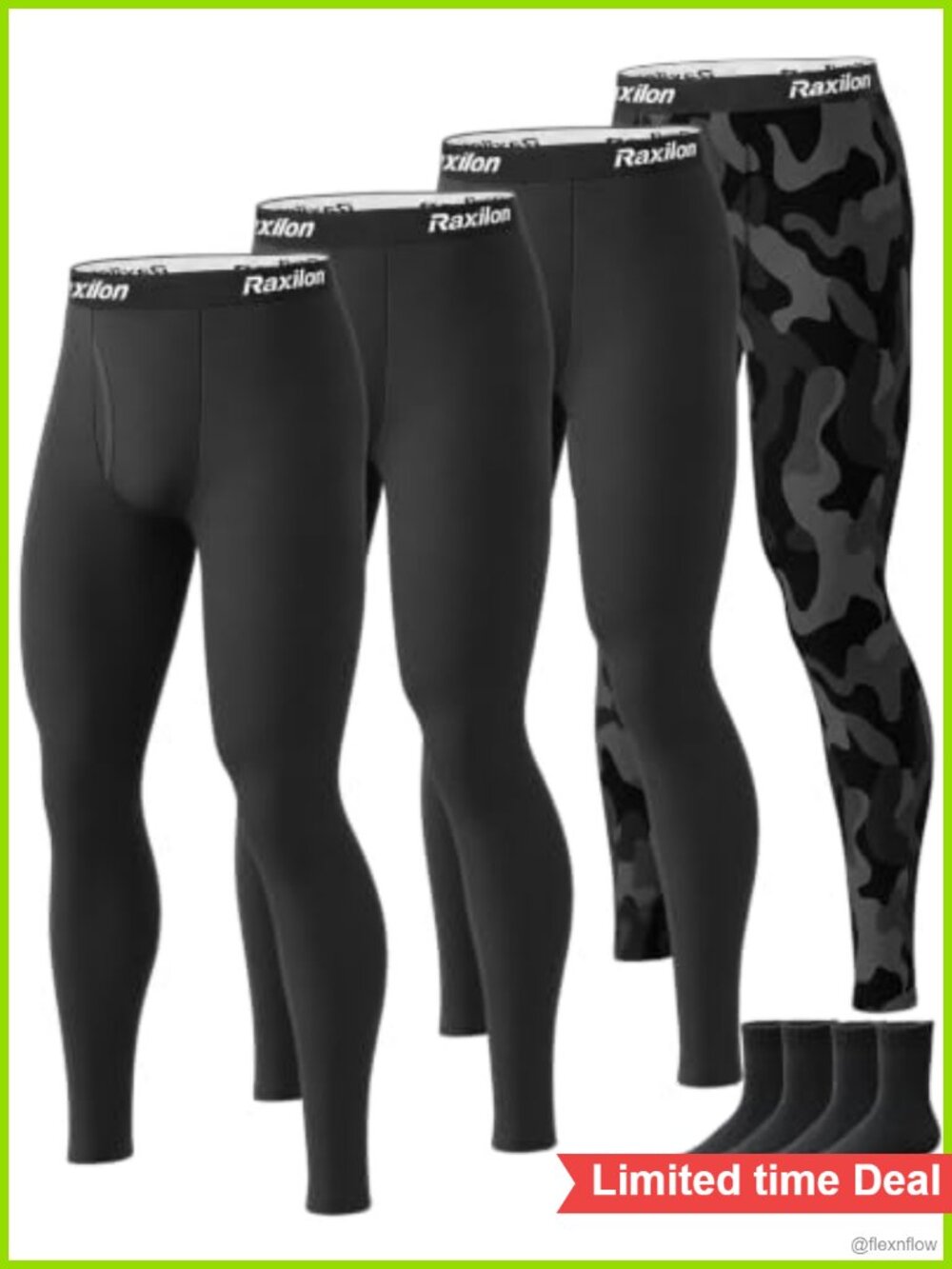 Mens Thermal Underwear Pants Fleece Lined Base Layer Long Johns Bottoms